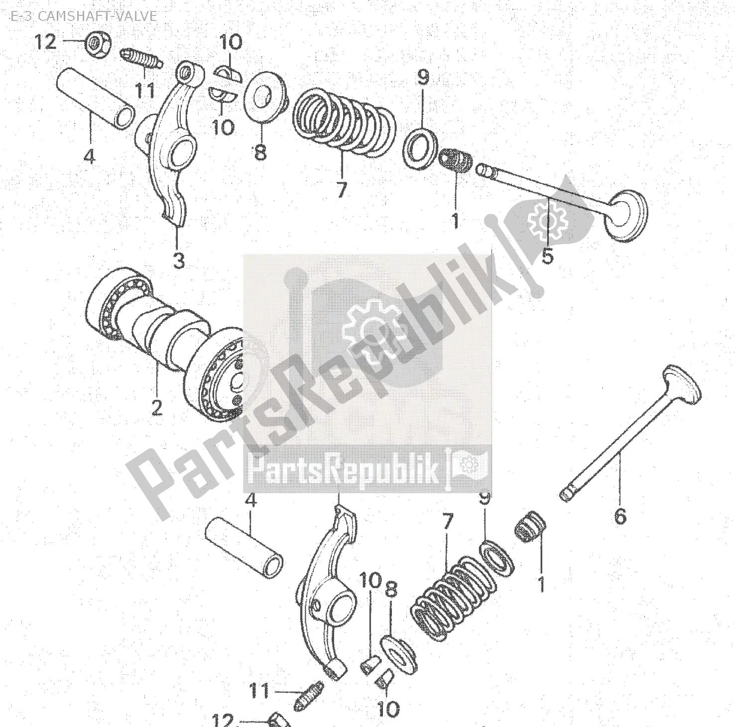 All parts for the E-3 Camshaft-valve of the Honda ZB 50 Monkey R 1988