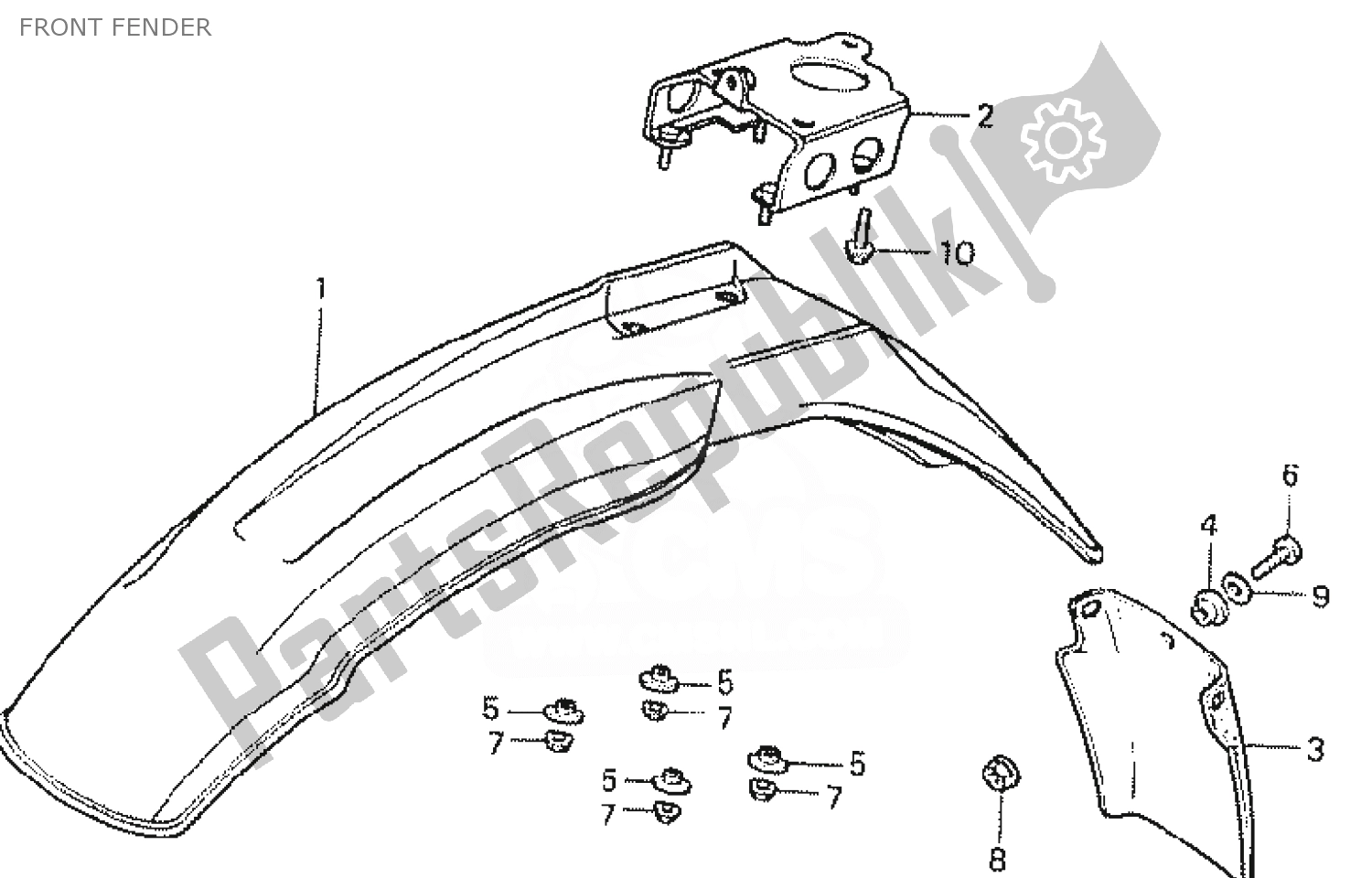 Tutte le parti per il Parafango Anteriore del Honda MTX 50 1985