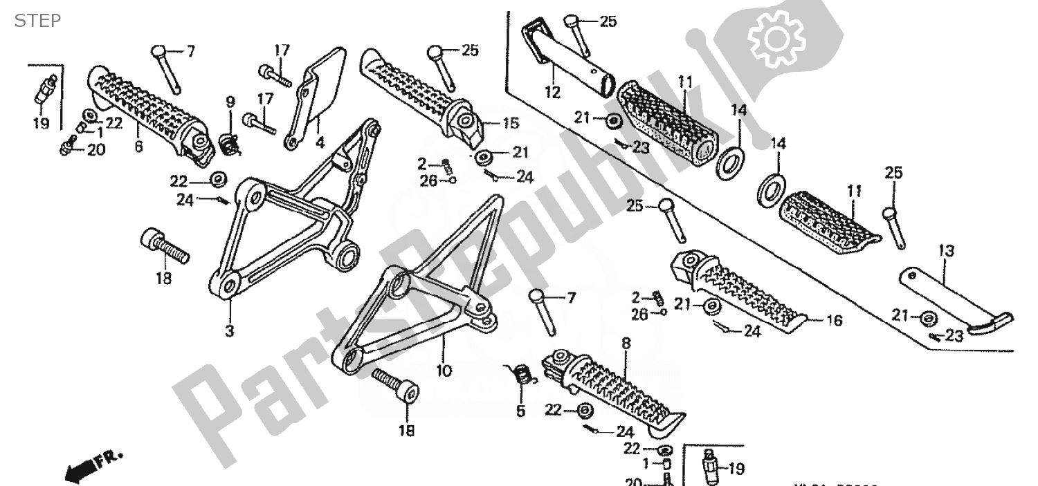 Alle onderdelen voor de Stap van de Honda VFR 400 1988