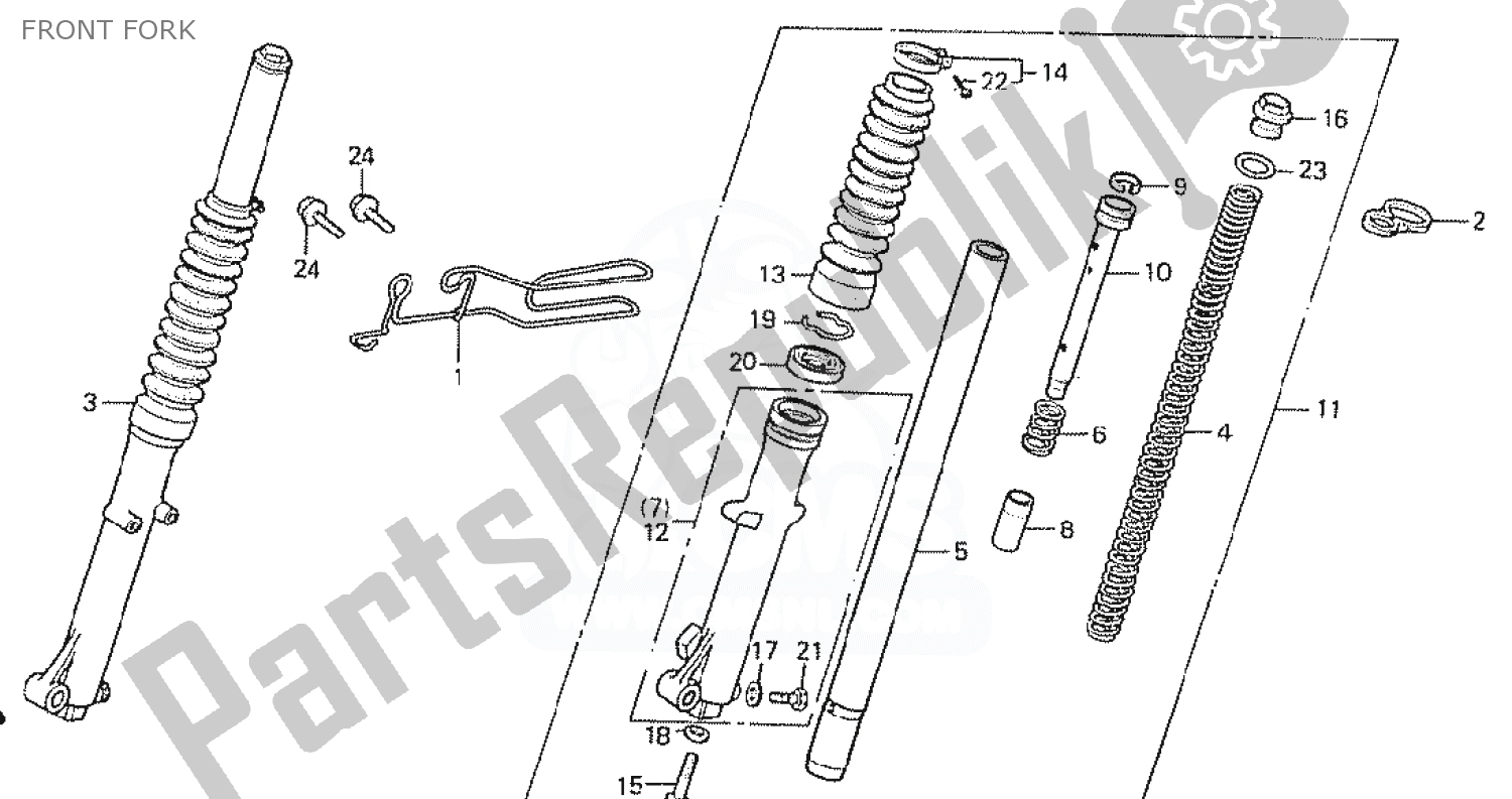 Todas las partes para Tenedor Frontal de Honda MTX 50 1985