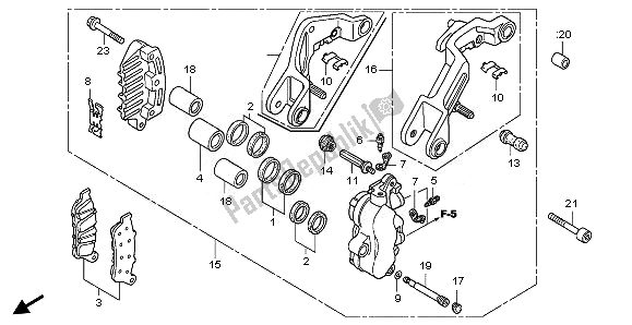 All parts for the L. Front Brake Caliper of the Honda GL 1800 2008