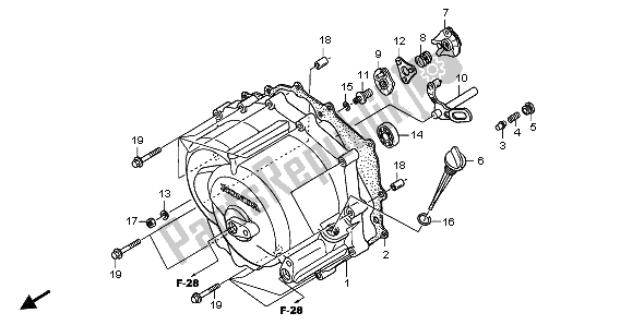 All parts for the Front Crankcase Cover of the Honda TRX 250 EX Sporttrax 2001