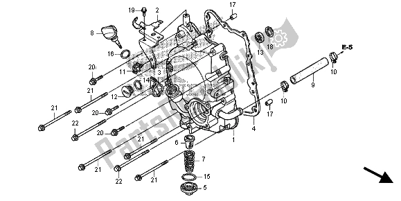 All parts for the Right Crankcase Cover of the Honda FES 125A 2012