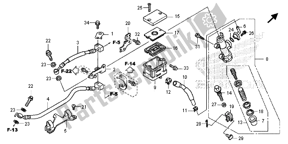 All parts for the Rear Brake Master Cylinder of the Honda NC 700 SD 2013