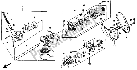 All parts for the Oil Pump of the Honda GL 1500 SE 1994