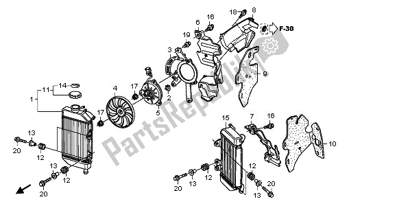 All parts for the Radiator of the Honda XL 700V Transalp 2010
