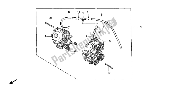 Todas las partes para Carburador (montaje) de Honda VT 600C 1988