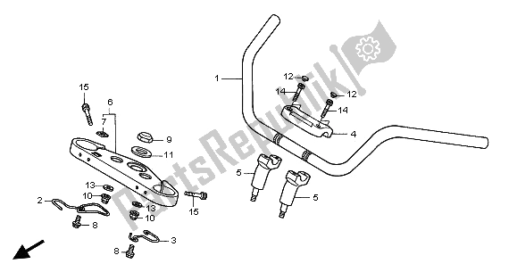 All parts for the Handle Pipe & Top Bridge of the Honda GL 1500C 2002