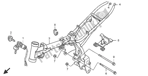 Alle onderdelen voor de Frame Lichaam van de Honda CRF 50F 2005