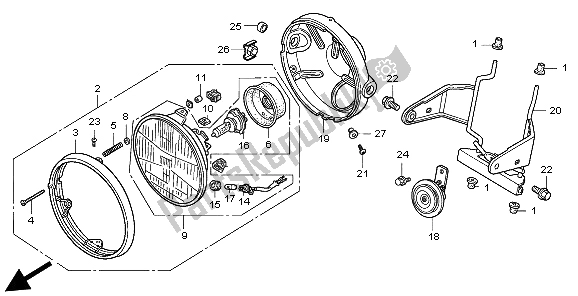 All parts for the Headlight (eu) of the Honda CB 500 1998