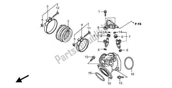 All parts for the Intake Manifold & Injector of the Honda VT 750C2S 2010