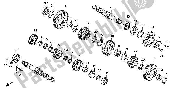 Toutes les pièces pour le Transmission du Honda VT 125C 2007