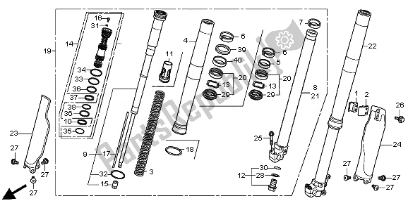 All parts for the Front Fork of the Honda CRF 450R 2010