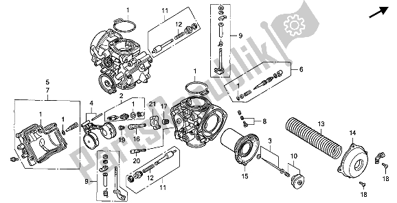Tutte le parti per il Carburatore (parti Componenti) del Honda GL 1500 1989