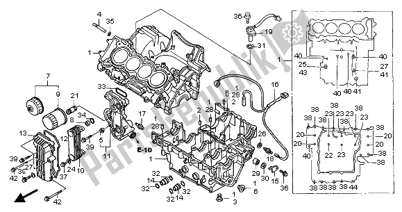 Todas las partes para Caja Del Cigüeñal de Honda CB 600F Hornet 2002