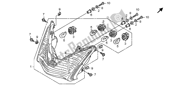 All parts for the Rear Combination Light of the Honda ST 1300 2009