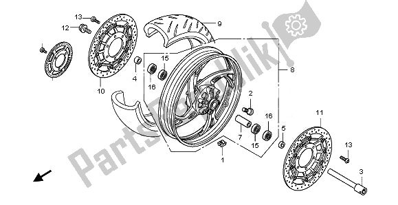 Tutte le parti per il Ruota Anteriore del Honda CB 1000R 2011