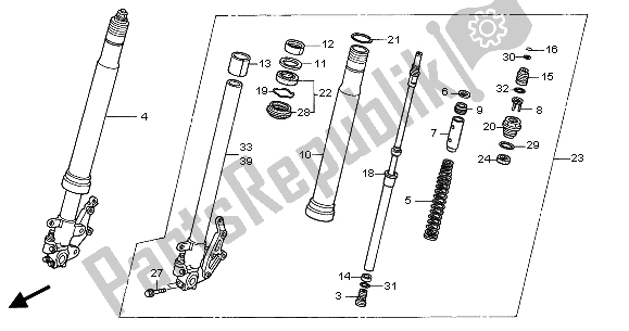 Tutte le parti per il Forcella Anteriore del Honda VTR 1000 SP 2001