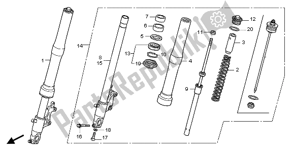 All parts for the Front Fork of the Honda CB 600F Hornet 2007