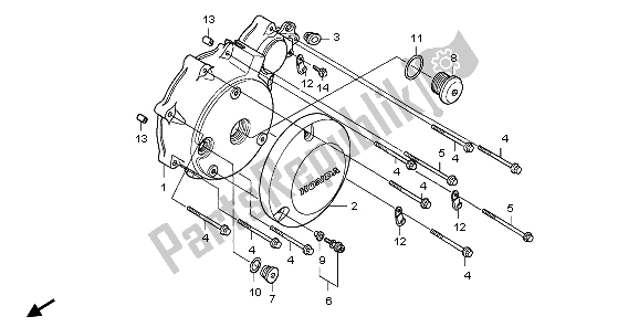 All parts for the Left Crankcase Cover of the Honda VT 750C2 2007