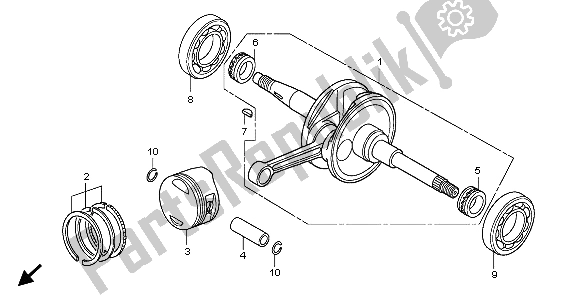 All parts for the Crankshaft & Piston of the Honda FES 125A 2007