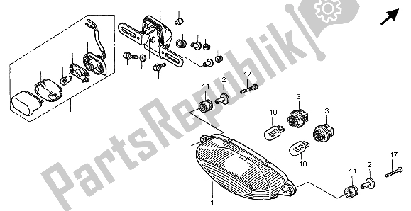 Tutte le parti per il Fanale Posteriore del Honda VTR 1000F 1998