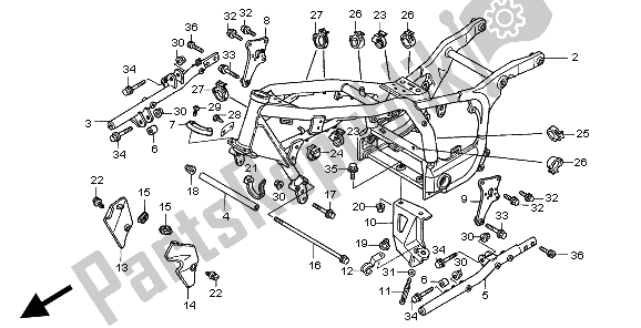 All parts for the Frame Body of the Honda GL 1500C 1998