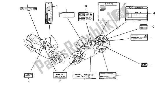 All parts for the Caution Label of the Honda ST 1100A 1997