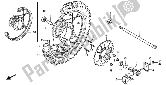 Todas las partes para Rueda Trasera de Honda CR 80R2 1986