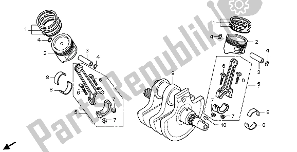 All parts for the Crankshaft of the Honda VT 750 CA 2009