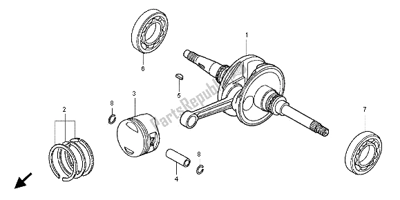 All parts for the Crankshaft & Piston of the Honda SH 150R 2012