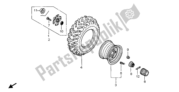 Todas las partes para Rueda Trasera de Honda TRX 350 FE Fourtrax Rancher 4X4 ES 2000