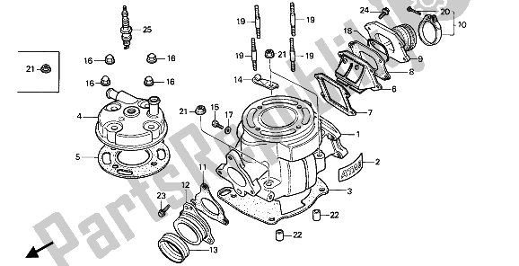 All parts for the Cylinder & Cylinder Head of the Honda CR 80R 1988