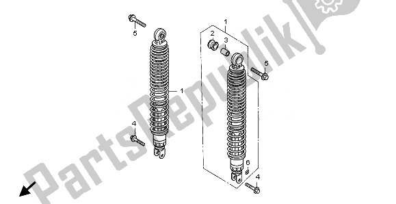 All parts for the Rear Cushion of the Honda FES 125 2008