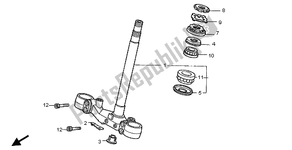 All parts for the Steering Stem of the Honda ST 1100A 1996