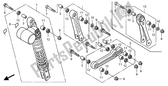 All parts for the Rear Cushion of the Honda TRX 400 EX Sportrax 2008