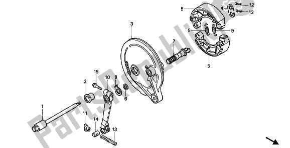 Todas las partes para Panel De Freno Trasero de Honda PC 800 1989