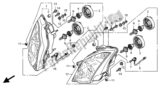 Alle onderdelen voor de Koplamp (eu) van de Honda VFR 800 2004