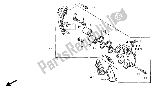 All parts for the Front Brake Caliper (l.) of the Honda CBF 600 SA 2005