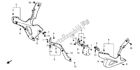 Tutte le parti per il Cappuccio Inferiore del Honda VFR 800X 2012