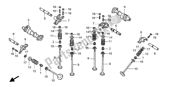 All parts for the Camshaft & Valve of the Honda VTX 1800C 2002