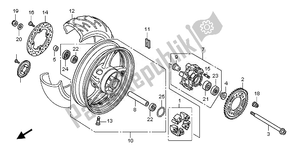 Tutte le parti per il Ruota Posteriore del Honda CB 600F Hornet 2010