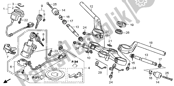 All parts for the Handle Pipe & Top Bridge of the Honda VFR 1200 FD 2012