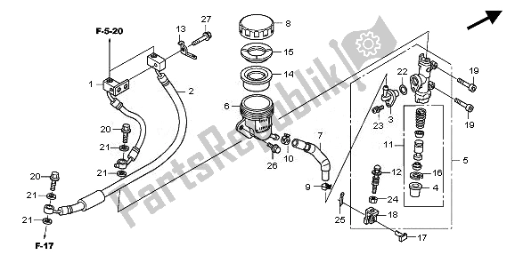 All parts for the Rear Brake Master Cylinder of the Honda CBF 1000 FSA 2010