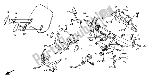 Tutte le parti per il Cappuccio Superiore del Honda NT 700 VA 2007
