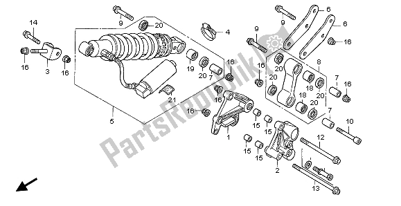 All parts for the Rear Cushion of the Honda CBR 600F 2007