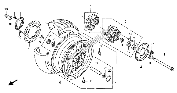 Toutes les pièces pour le Roue Arrière du Honda CB 1300F 2003