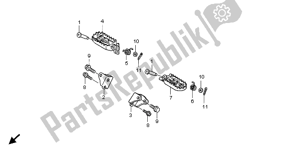 Alle onderdelen voor de Stap van de Honda CRF 250X 2007