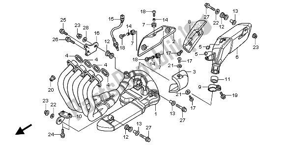 Tutte le parti per il Silenziatore Di Scarico del Honda CB 600 FA Hornet 2008