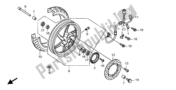 All parts for the Front Wheel of the Honda SH 300A 2011